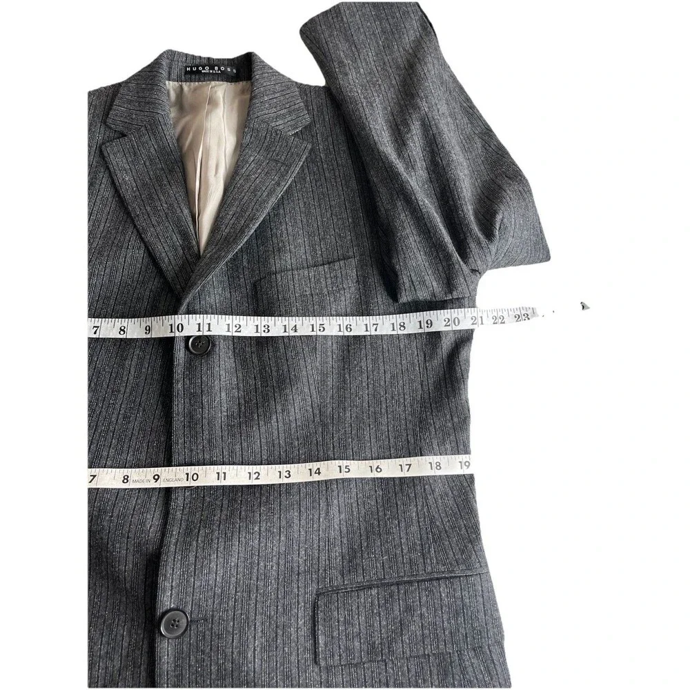 HUGO BOSS Rossellini Men 38S Blazer Gray Striped Textured Wool Sport Jacket